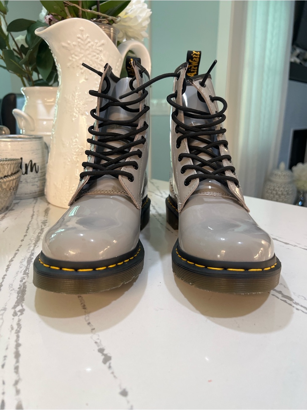 Dr. Martens 1460 Zinc Grey Patent Lamper Boots Sz 10 - Picture 6 of 16